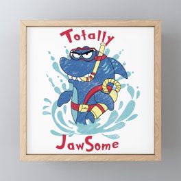 Angry Jaws Shark Print Framed Mini Art Print