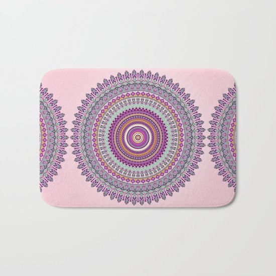 Pastel Mandala in shades on pink and purple Bath Mat