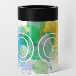YOGA typography short quote in colorful watercolor paint splatter cool scheme	 Can Cooler