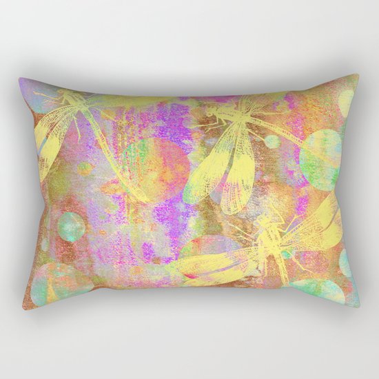 A Dragonflies and Dots Rectangular Pillow