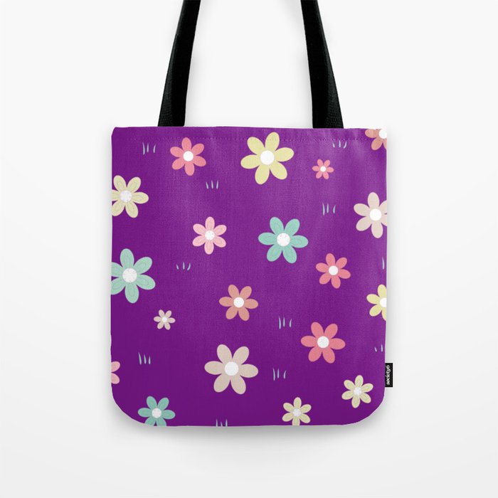 Cute flowers purple background  Tote Bag