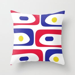 Mid Century Modern Piquet Minimalist Abstract Pattern in Red, Navy Blue, Yellow, and White Throw Pillow