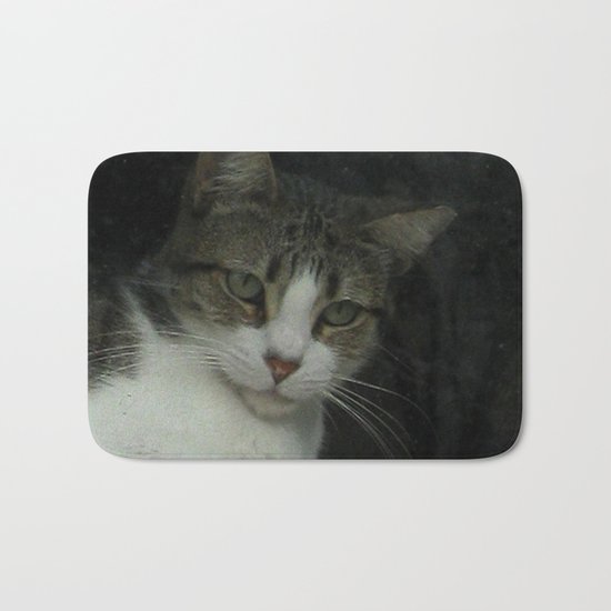 through the looking glass - cat meditating at the window Bath Mat