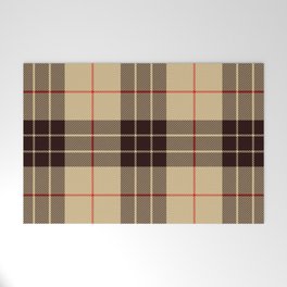 Tan Tartan with Black and Red Stripes Welcome Mat