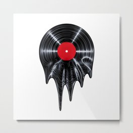 Melting vinyl / 3D render of vinyl record melting Metal Print