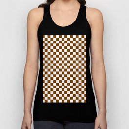 White and Chocolate Brown Checkerboard Tank Top