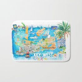 Key West Florida Illustrated Travel Map with Roads and Highlights Bath Mat | Conchmap, Keywestsouvenir, Keywestoverview, Keywestinvitation, Flaglerst, Duvalstmap, Floridakeysmap, Keywestmap, Keywestprint, Keywesttourist 
