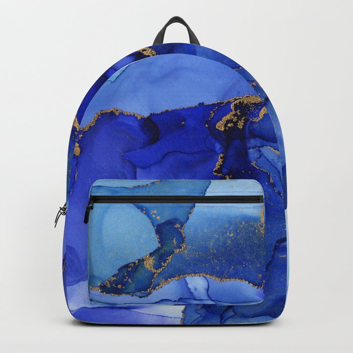 Abstract Iris Blue Floral Ink Backpack