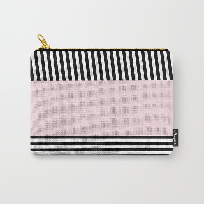 Elegant pink black white stripes pattern Carry-All Pouch