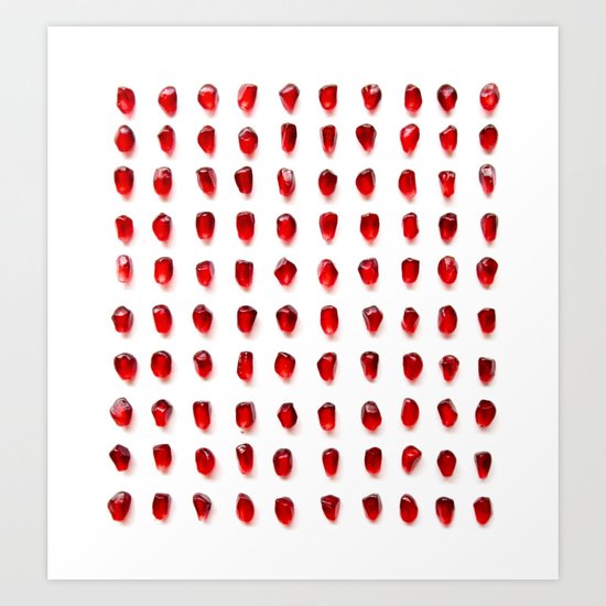 pomegranate seeds, organized neatly Art Print