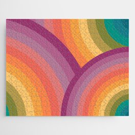 Retro Rainbow Design Warm to Cool Colors Jigsaw Puzzle
