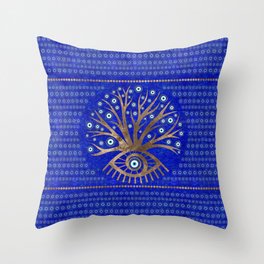 Greek Eye Tree - Mati Mataki - on lapis lazuli Throw Pillow