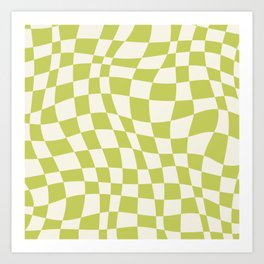 Chartreuse wavy checked pattern Art Print