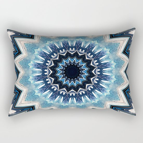 Pointed Blue Mandala Rectangular Pillow