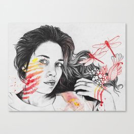 Sara | red dragonfly girl Canvas Print
