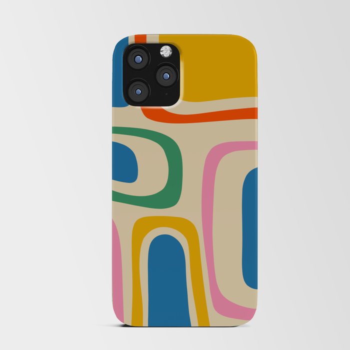 Palm Springs Colorful Abstract Pattern Blue Green Orange Yellow Pink Beige iPhone Card Case