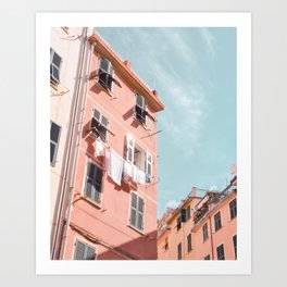 Viva Italia #2 Cinque Terre, Corniglia City in Italy, Europe Photography Art Print | Travel, City, Photo, Bright, Digital, Architecture, Italy, Europe, Pastel, Mediterranean 