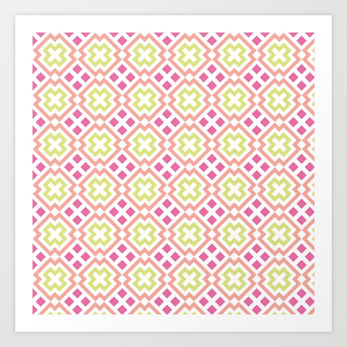 Pink Green Pattern Art Print