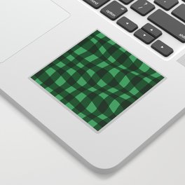 Warped Checkered Gingham Pattern (green) Sticker