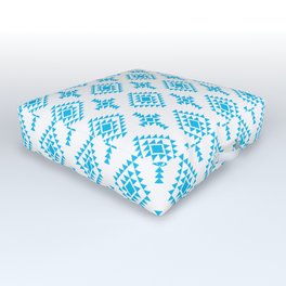 Turquoise Native American Tribal Pattern Outdoor Floor Cushion