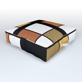 De Stijl Style Geometrical Art Ochre Outdoor Floor Cushion