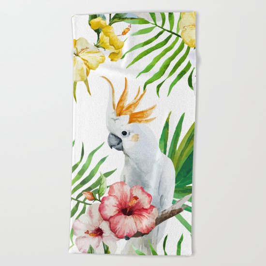 Tropical Bird Pattern 03 Beach Towel