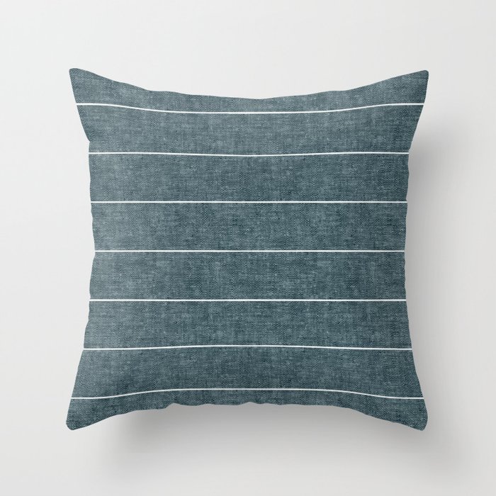 farmhouse stripes - stone blue Throw Pillow