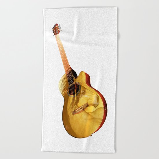 The guitar is a lady Beach Towel