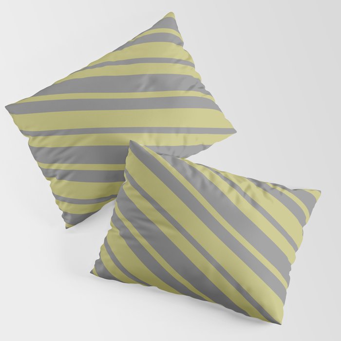 Dark Khaki & Gray Colored Lined/Striped Pattern Pillow Sham
