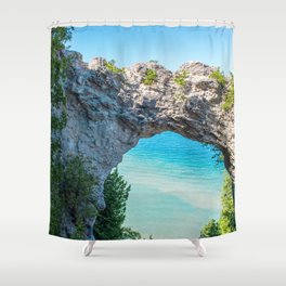 Landscape of Arch Rock on Mackinac Island Michigan Shower Curtain