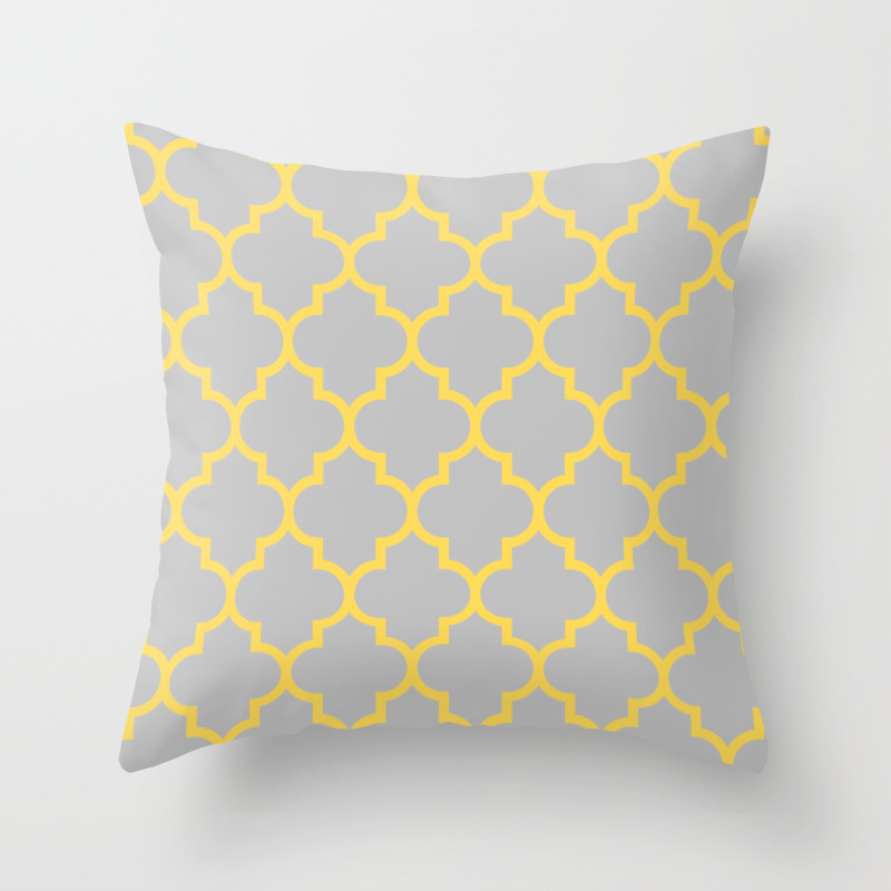 Mustard Yellow Moroccan Quatrefoil On Silver Gray Throw Pillow By Roneric Society6