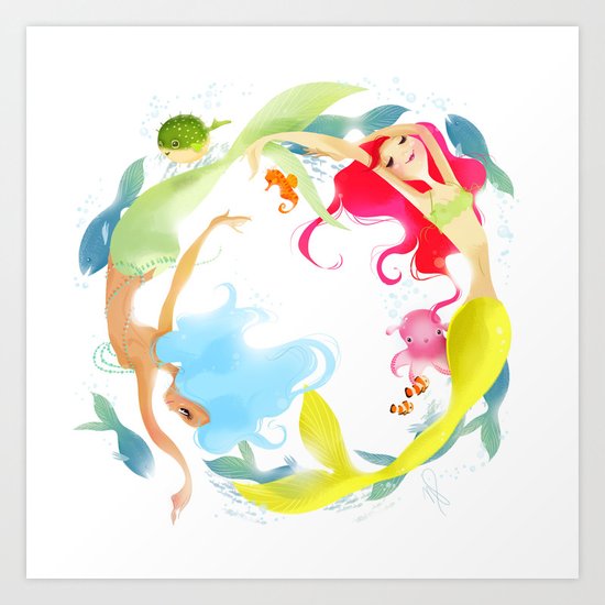 Mermaid Circle Art Print