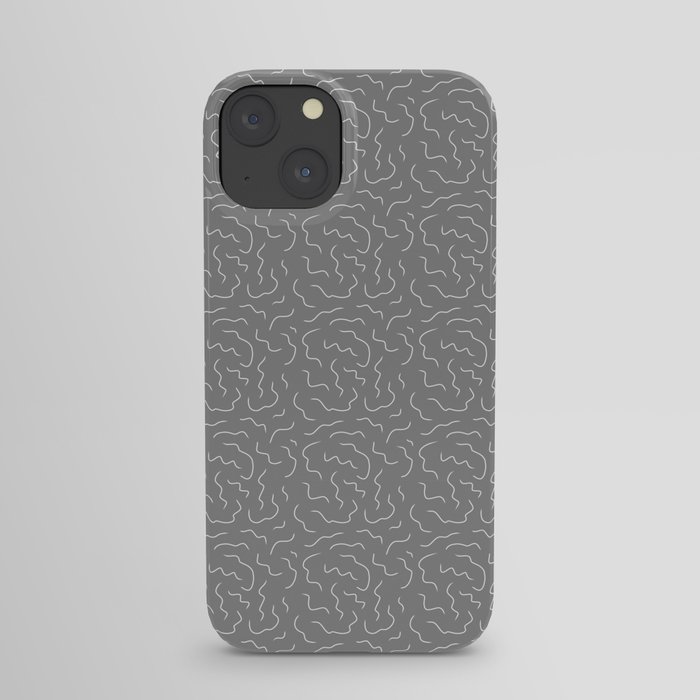 Abstract Brain Folds - Grey iPhone Case
