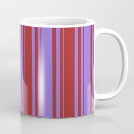 [ Thumbnail: Purple and Brown Colored Lines Pattern Coffee Mug ]