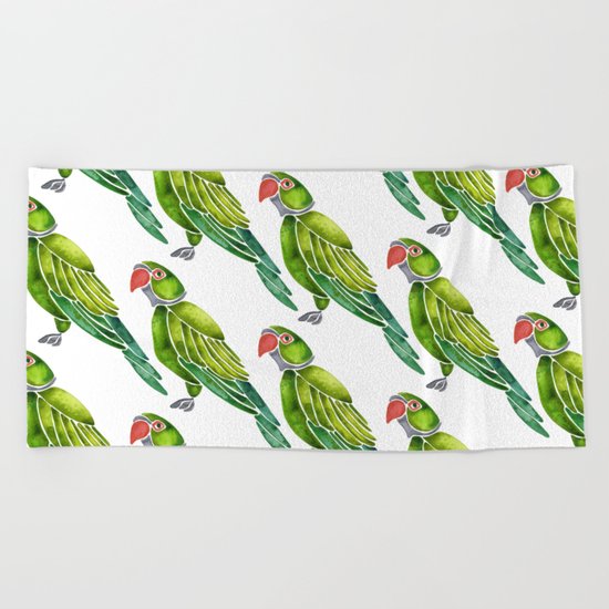 Perched Parrot – Green Palette Beach Towel