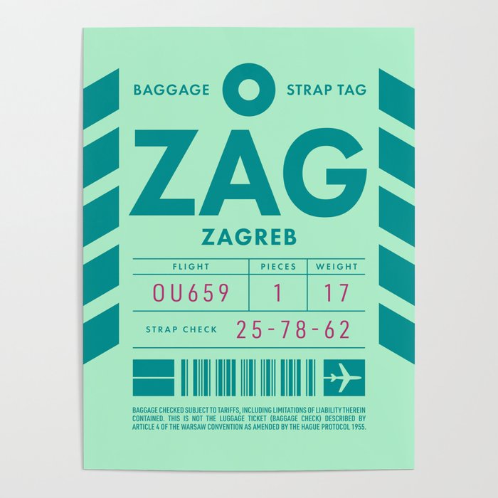 Luggage Tag D - ZAG Zagreb Croatia Poster by neotokyo | Society6