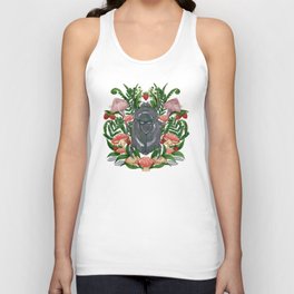 Summer Beetle with Strawberries and Mushrooms - Emerald Version Unisex Tank Top