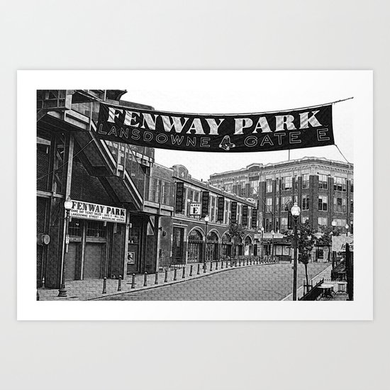 Fenway Park Banner Black and White Art Print by wayneoxfordphotography ...