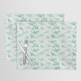 seamless pattern of shark silhouettes simulating strokes with digital painting Placemat