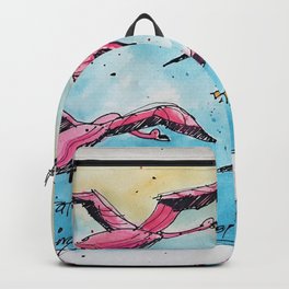 Flamingo Flyway - Dubai Backpack | Drawing, Ink Pen, Walterbone, Colored Pencil, Dubai, Mississippistate 