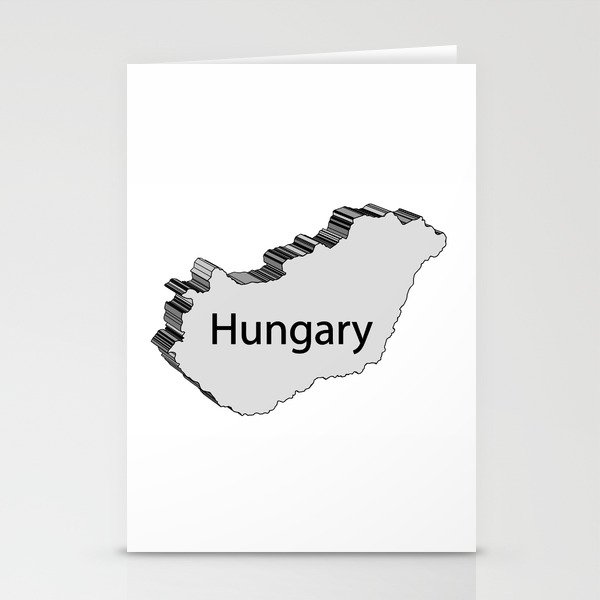 Hungary 3D Map Stationery Cards
