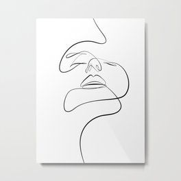 Face of passion Metal Print | Drawing, Fashion, Minimal, Art, Minimalist, Face, Ink Pen, Illustration, Oneline, Abstract 