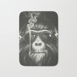 Smoke 'Em If You Got 'Em Badematte | Wild, Chimp, Cool, Blunt, Sci-Fi, Digital, Ape, Painting, Smoking, Furry 
