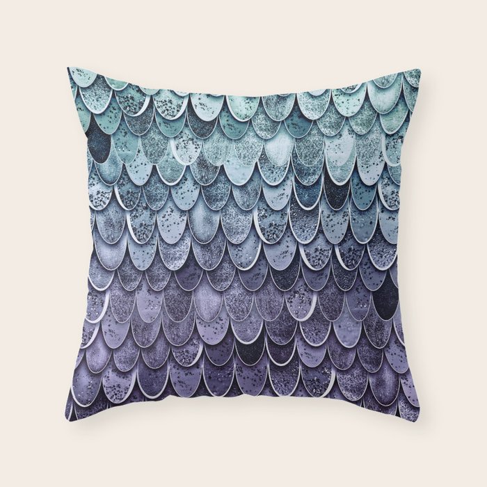 Magic Mermaid Mystic Teal Purple Throw Pillow By Monikastrigel