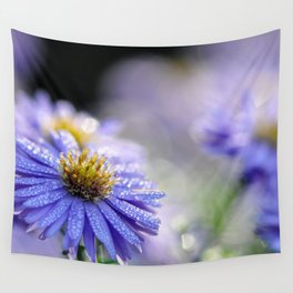 Sparkling Very Peri Daisy Aster Flower Wall Tapestry