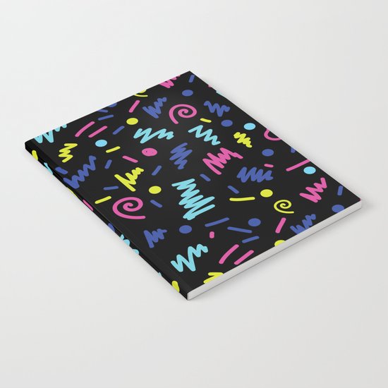 Vicky - 80s, 90s, bright neon, shapes, design, pattern, trendy, hipster, memphis design Notebook