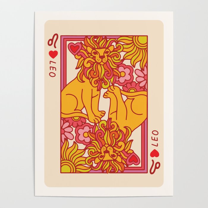 Leo Playing Card Poster