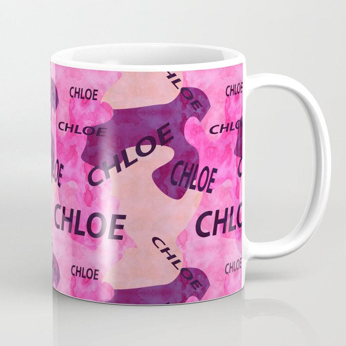  pattern with the name Chloe in pink colors and watercolor texture Coffee Mug