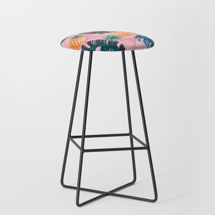 Pineapple and Leaf Pattern Bar Stool