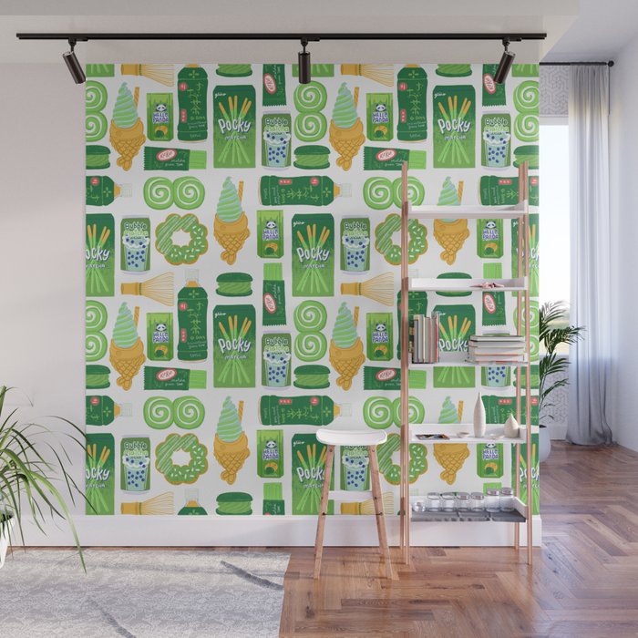 Matcha Green Tea Snacks Wall Mural